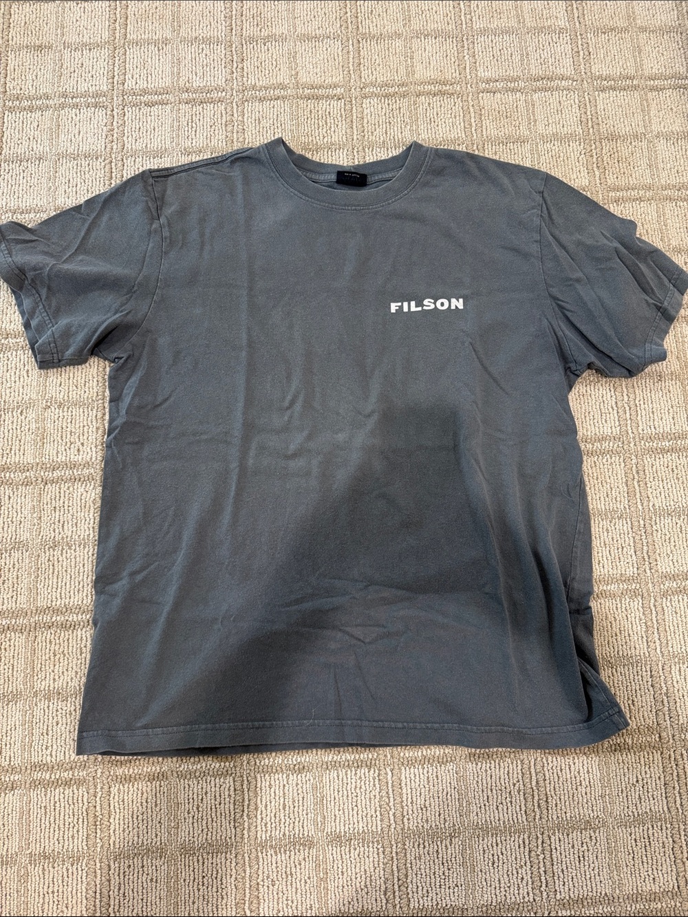 Filson Men's Short Sleeve Crew Tee in Charcoal Gray with White Logo